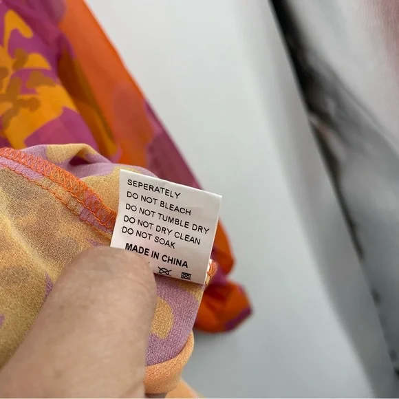 Rnwy orange pink floral blouse Sz 8 button front - Picture 10 of 10